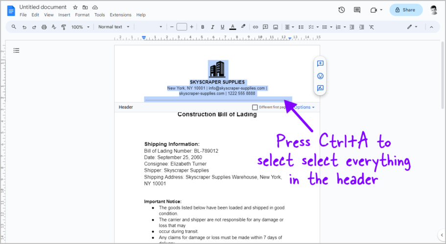 how-to-put-header-only-on-the-first-page-in-google-docs