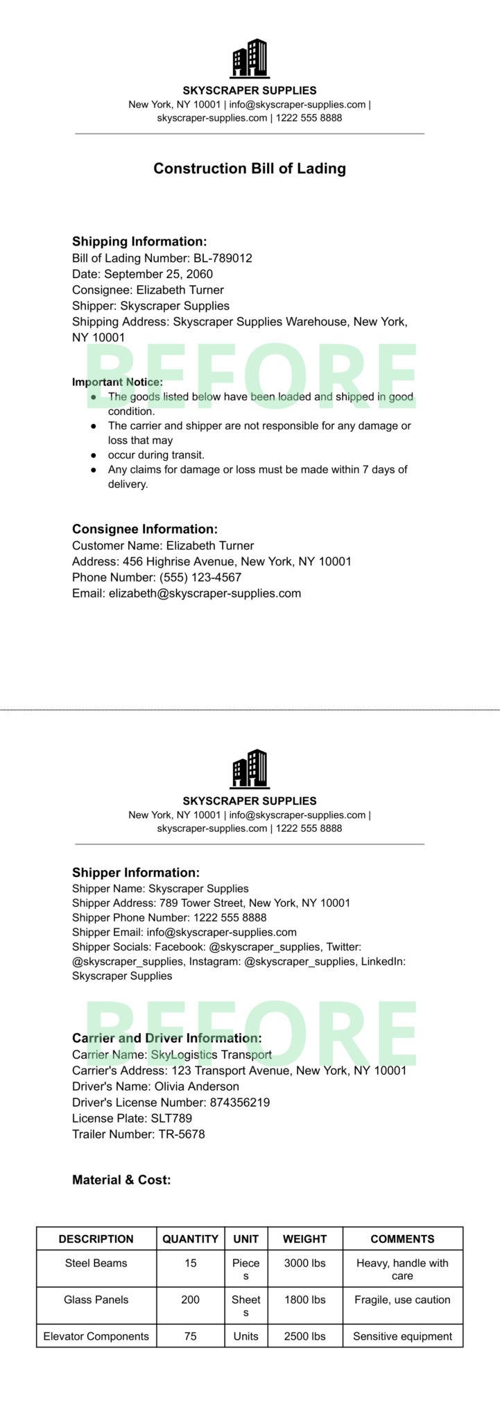 how to put header only on first page docs