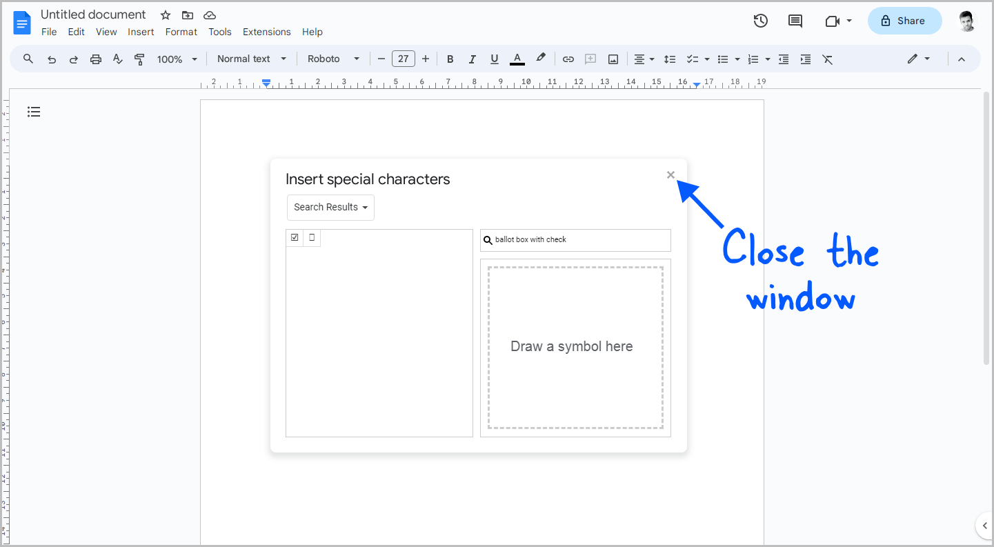 How to insert a checkbox in Google Docs Step-4