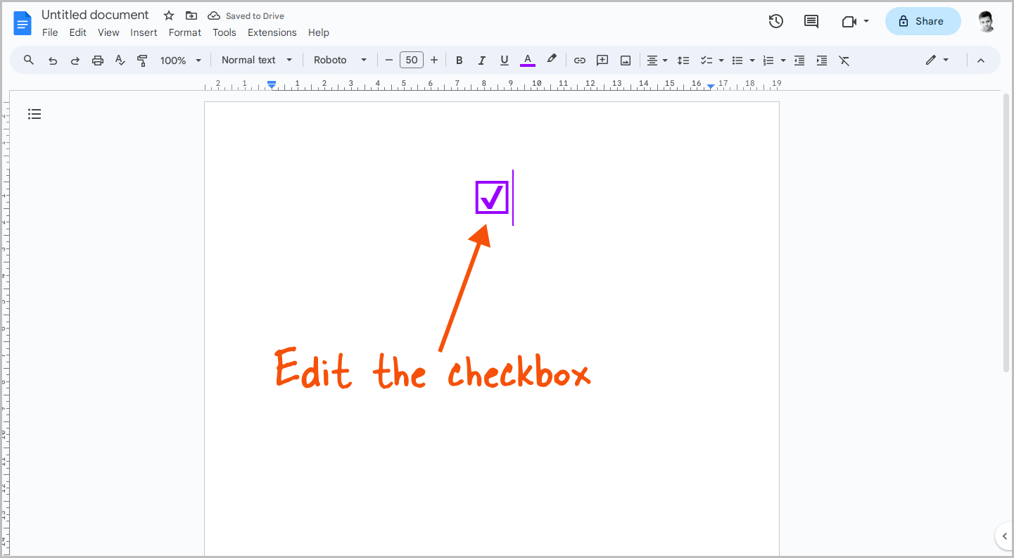 How to insert a checkbox in Google Docs Step-5