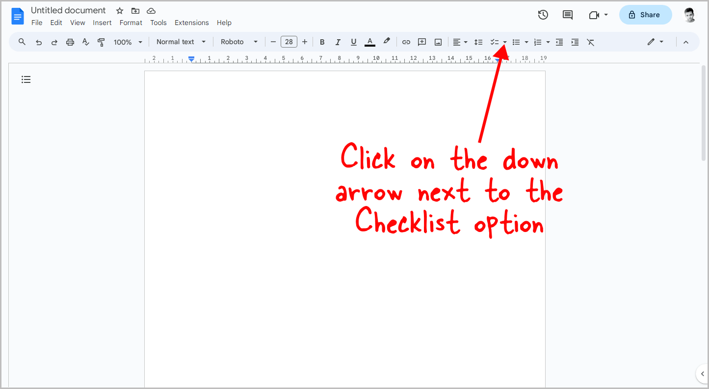 How to make a checklist in Google Docs Step-1