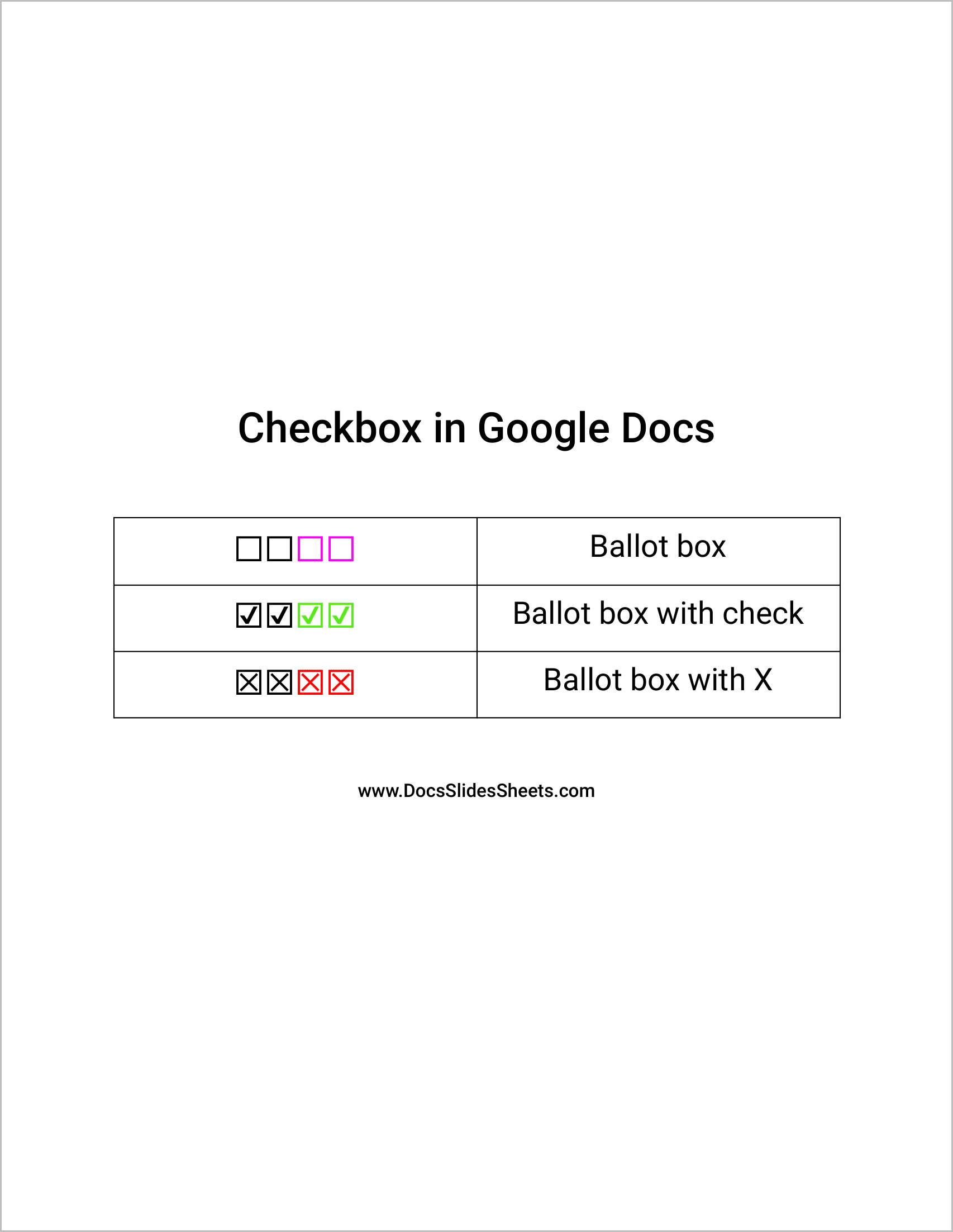 To insert a checkbox in Google Docs