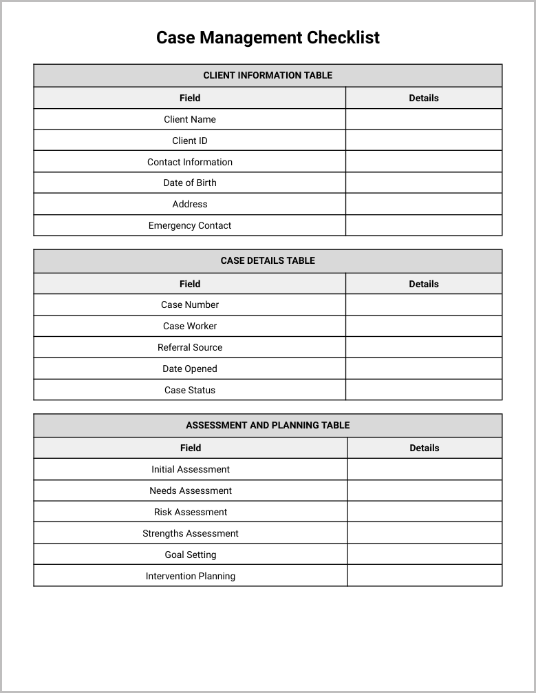 Free Case Management Checklist for Google Docs Preview-1