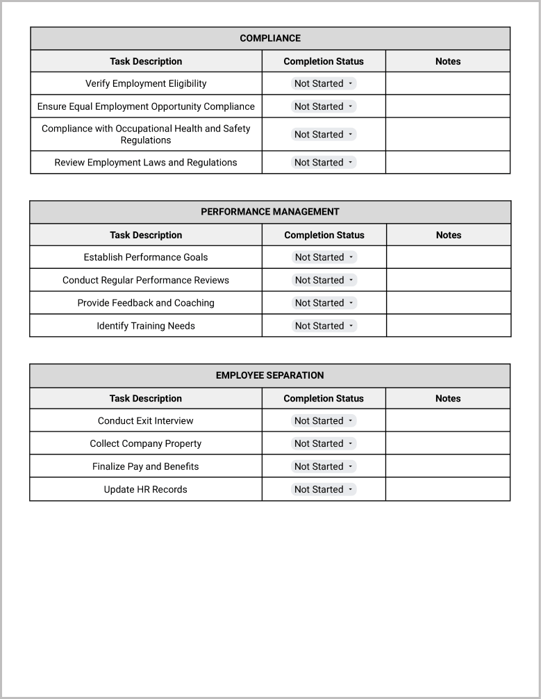 Free HR Checklist Template for Google Docs Preview-2