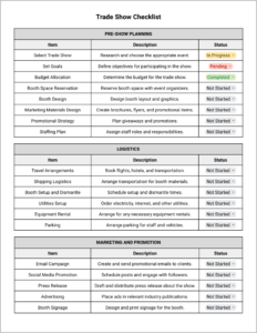 Free Trade Show Checklist Template for Google Docs