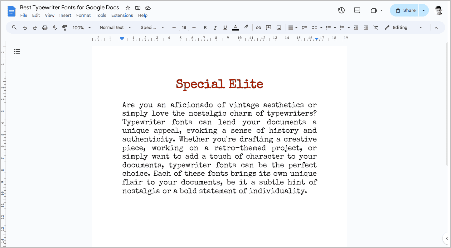 Best Typewriter Fonts for Google Docs-1