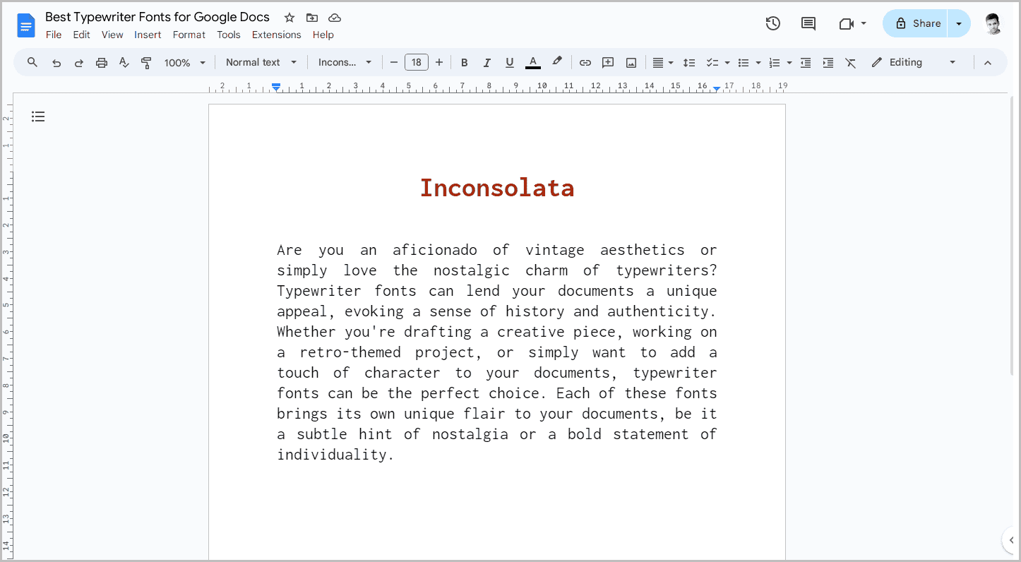 Best Typewriter Fonts for Google Docs-11