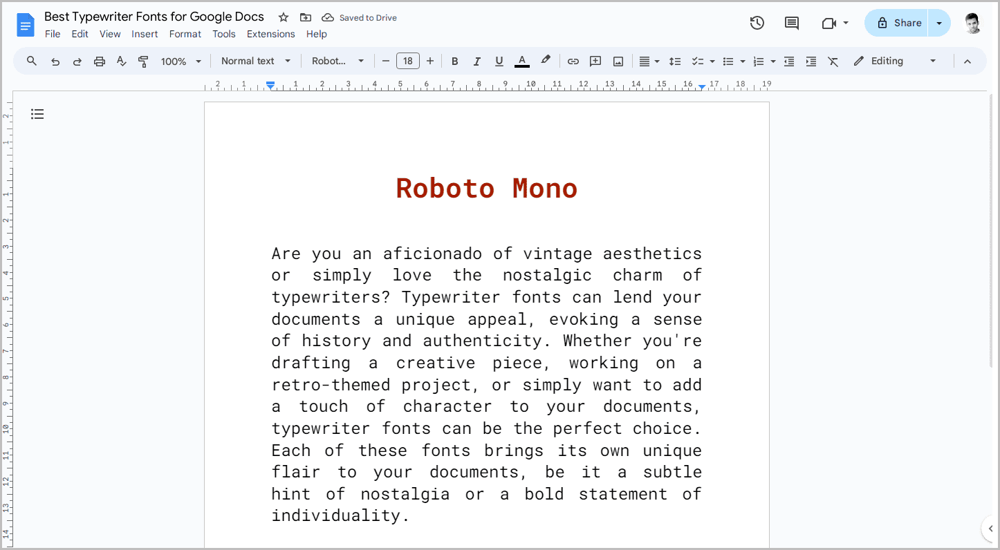 Best Typewriter Fonts for Google Docs-12