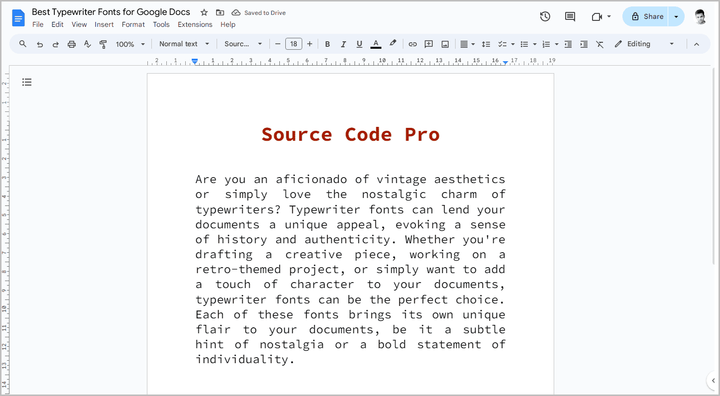 Best Typewriter Fonts for Google Docs-13
