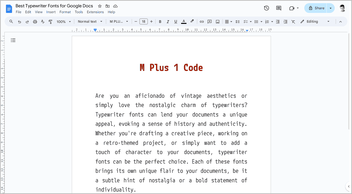 Best Typewriter Fonts for Google Docs-14