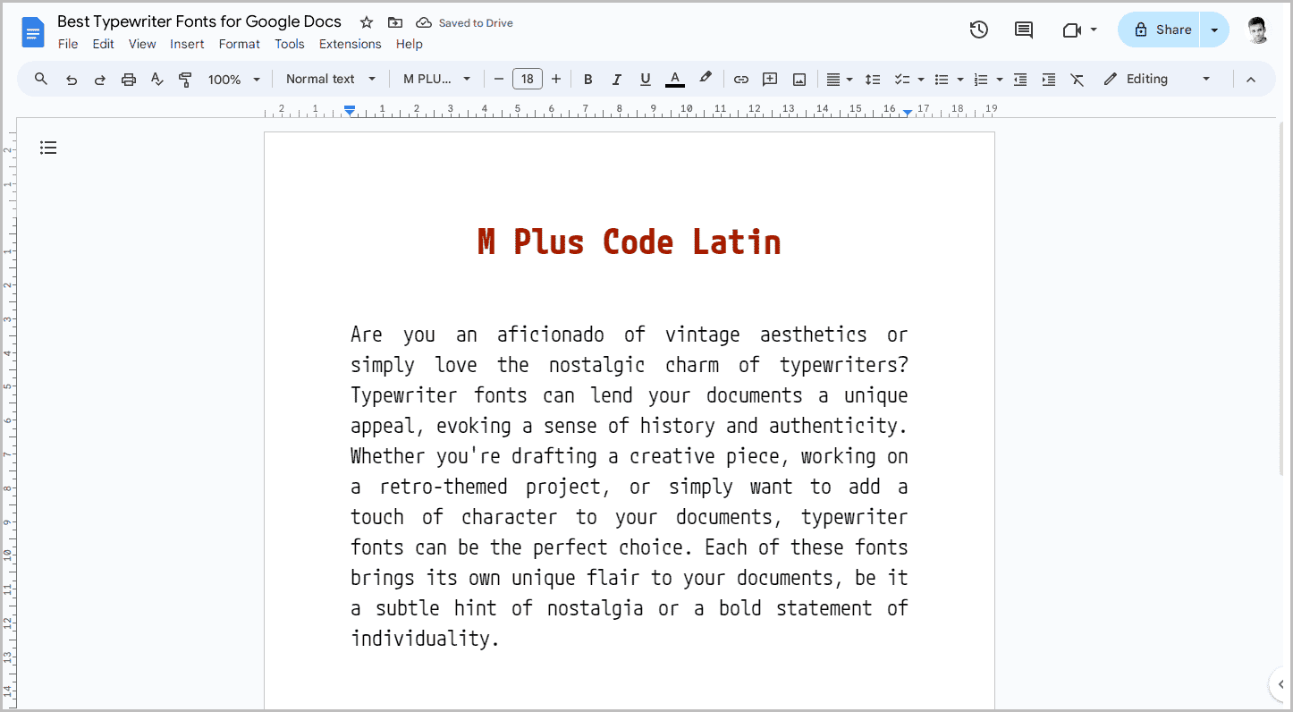 Best Typewriter Fonts for Google Docs-16