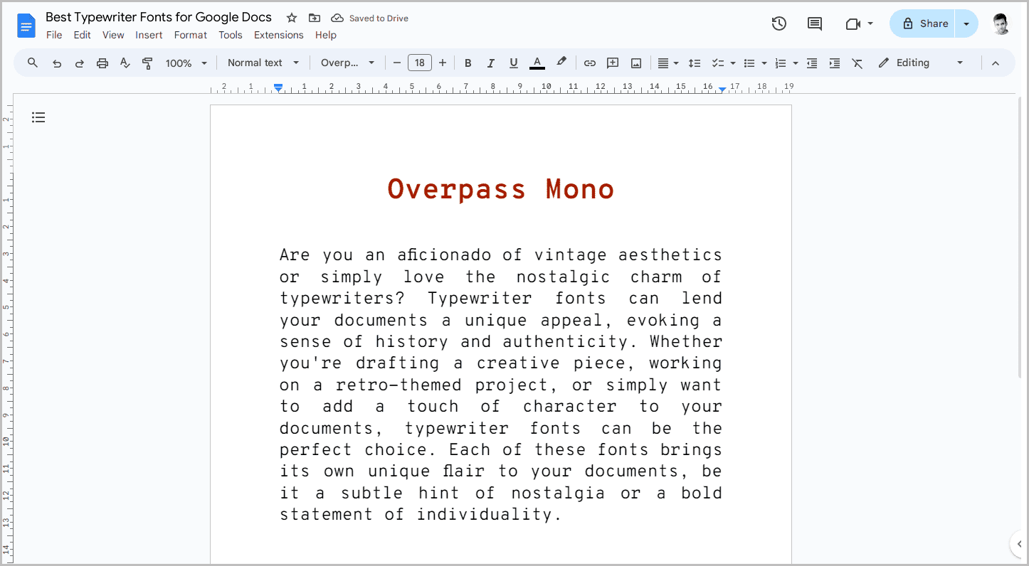 Best Typewriter Fonts for Google Docs-18