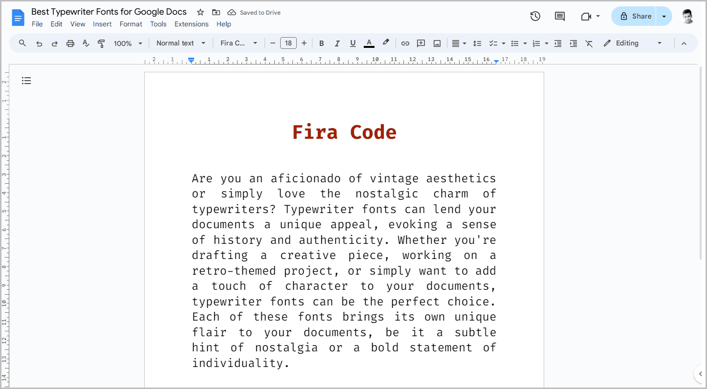 Best Typewriter Fonts for Google Docs-19