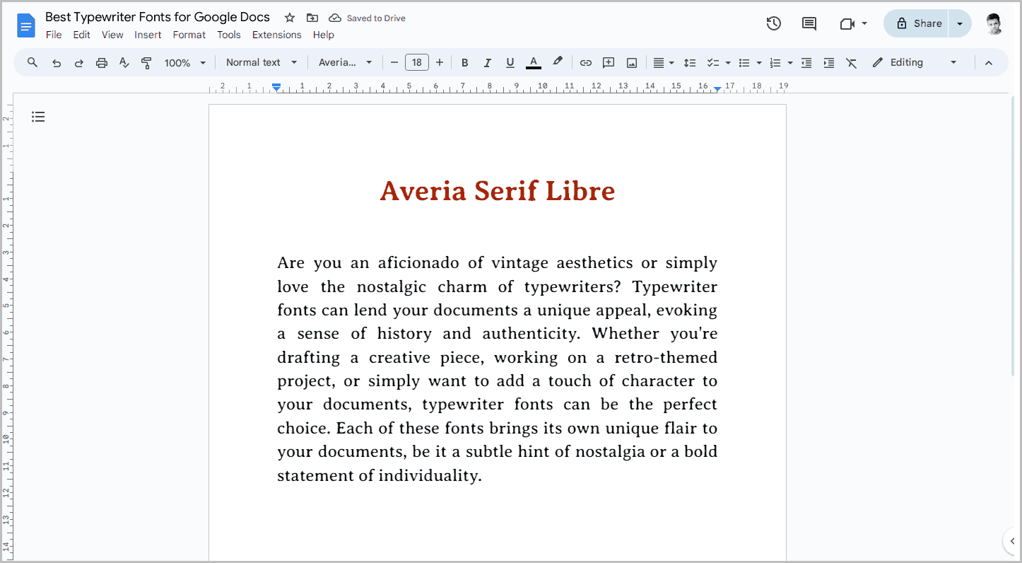 Best Typewriter Fonts for Google Docs-19