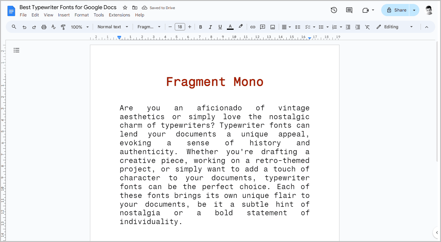 Best Typewriter Fonts for Google Docs-20