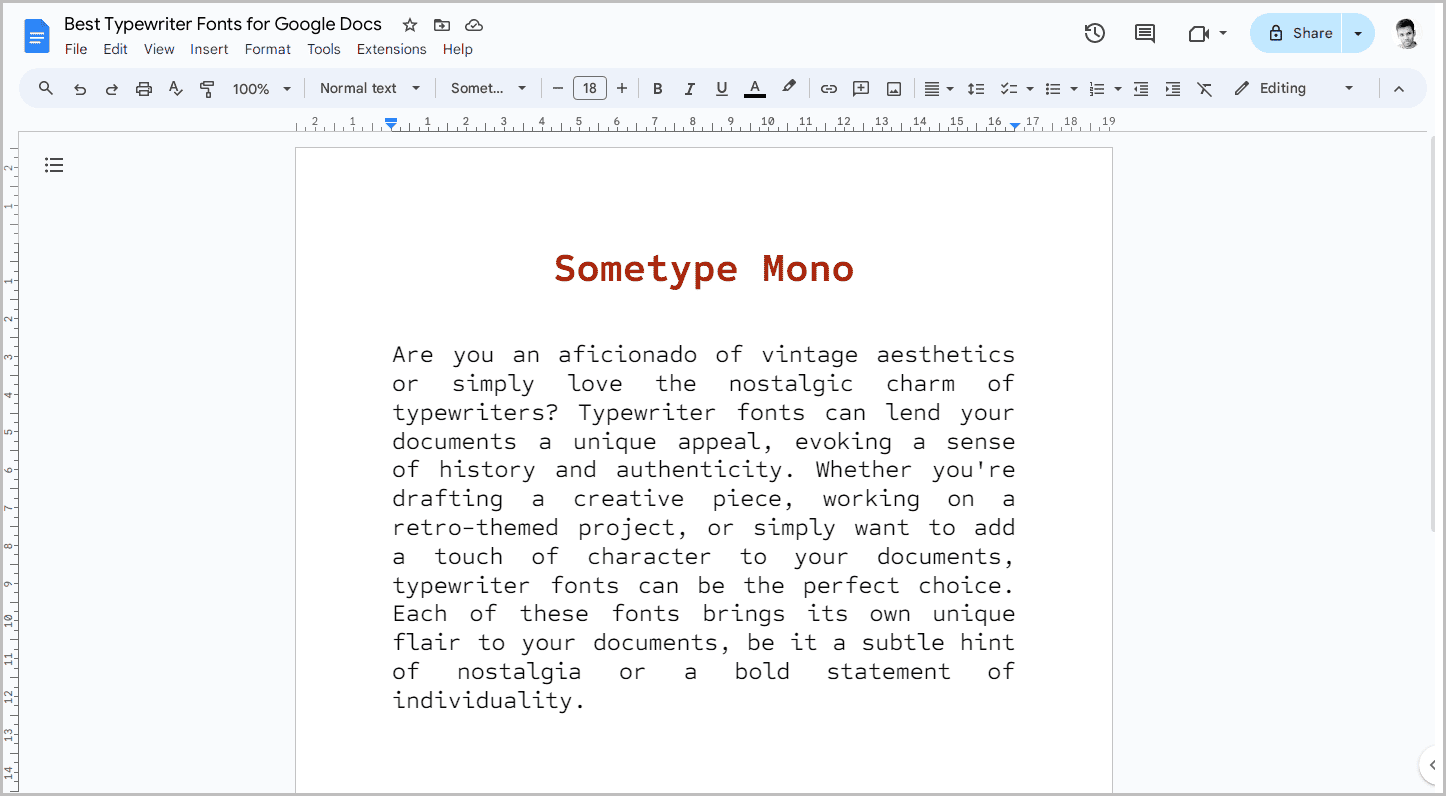 Best Typewriter Fonts for Google Docs-21