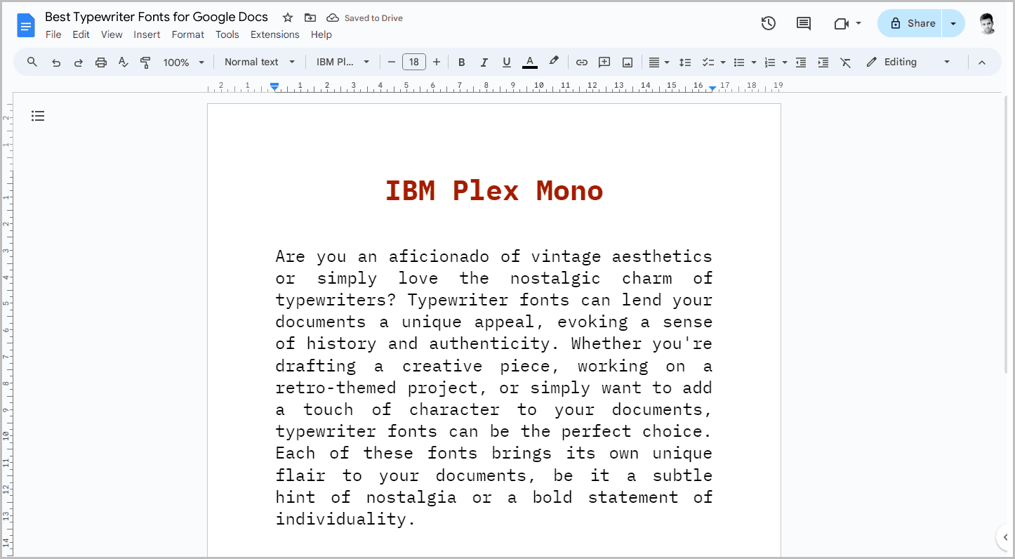 Best Typewriter Fonts for Google Docs-22