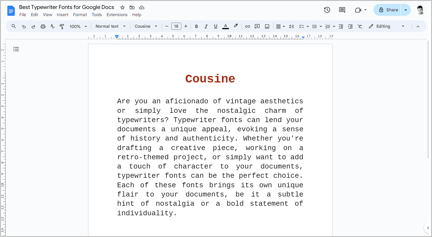 Best Typewriter Fonts for Google Docs-4