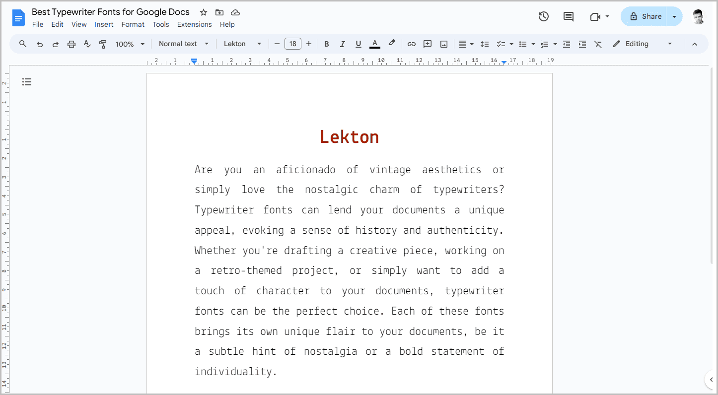 Best Typewriter Fonts for Google Docs-6