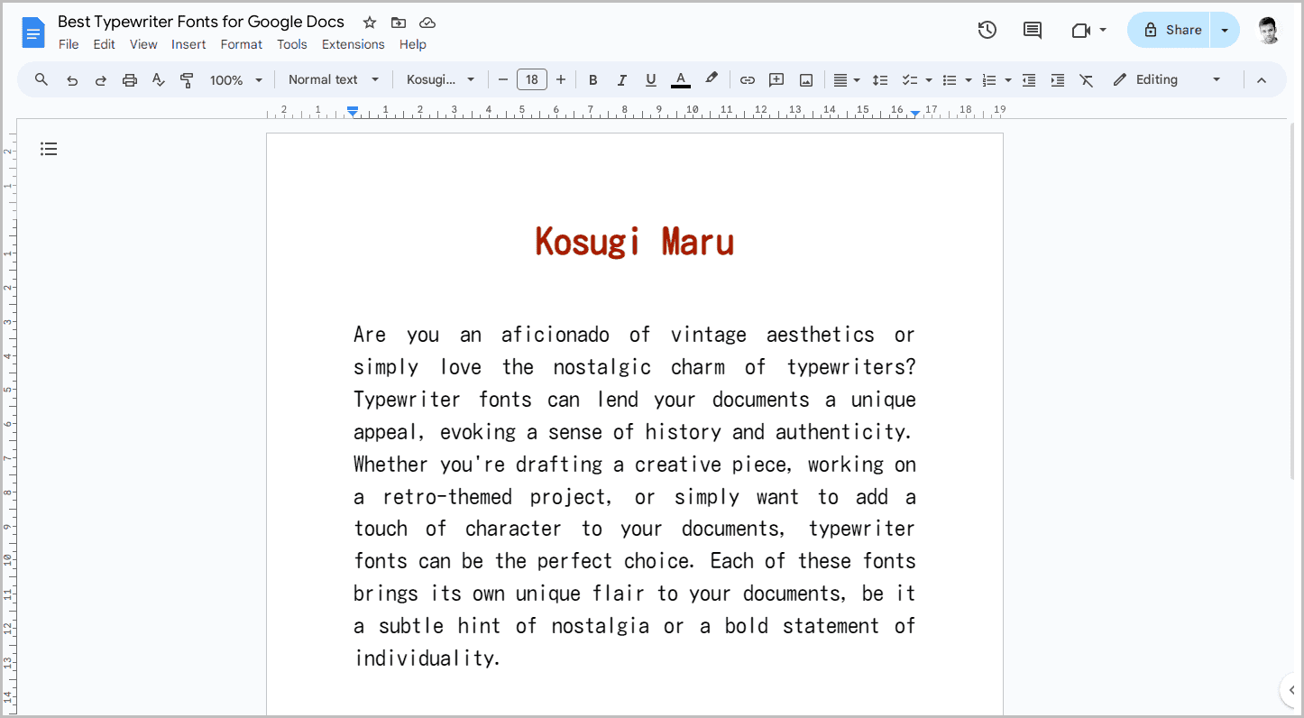 Best Typewriter Fonts for Google Docs-9