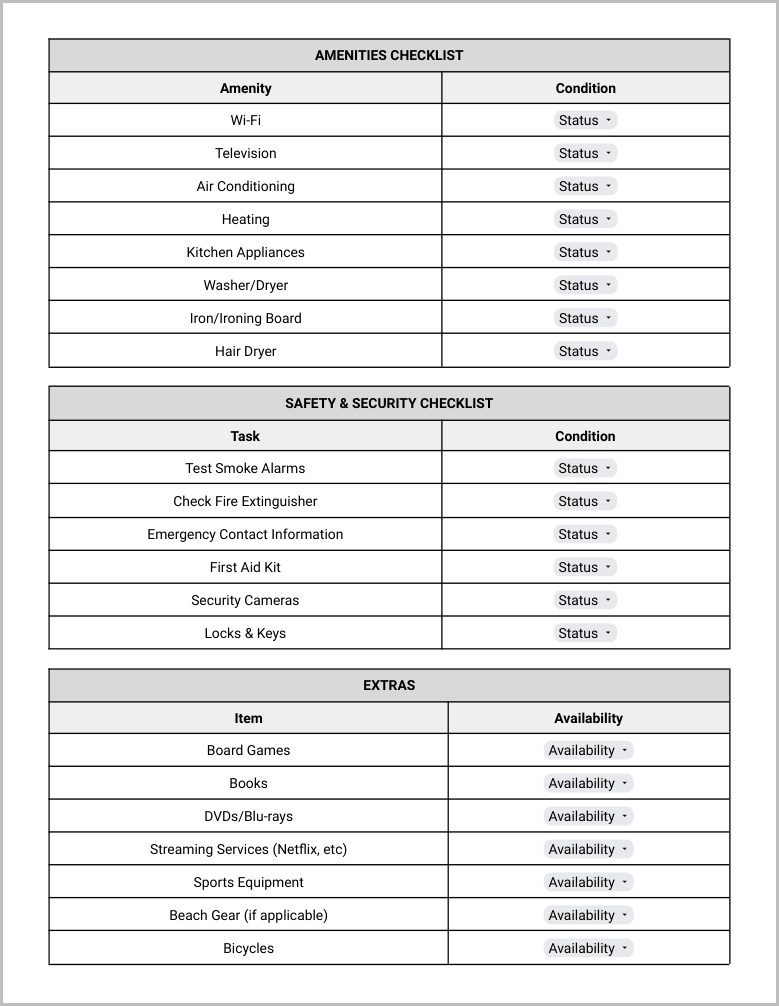 Free Airbnb Checklist Template for Google Docs