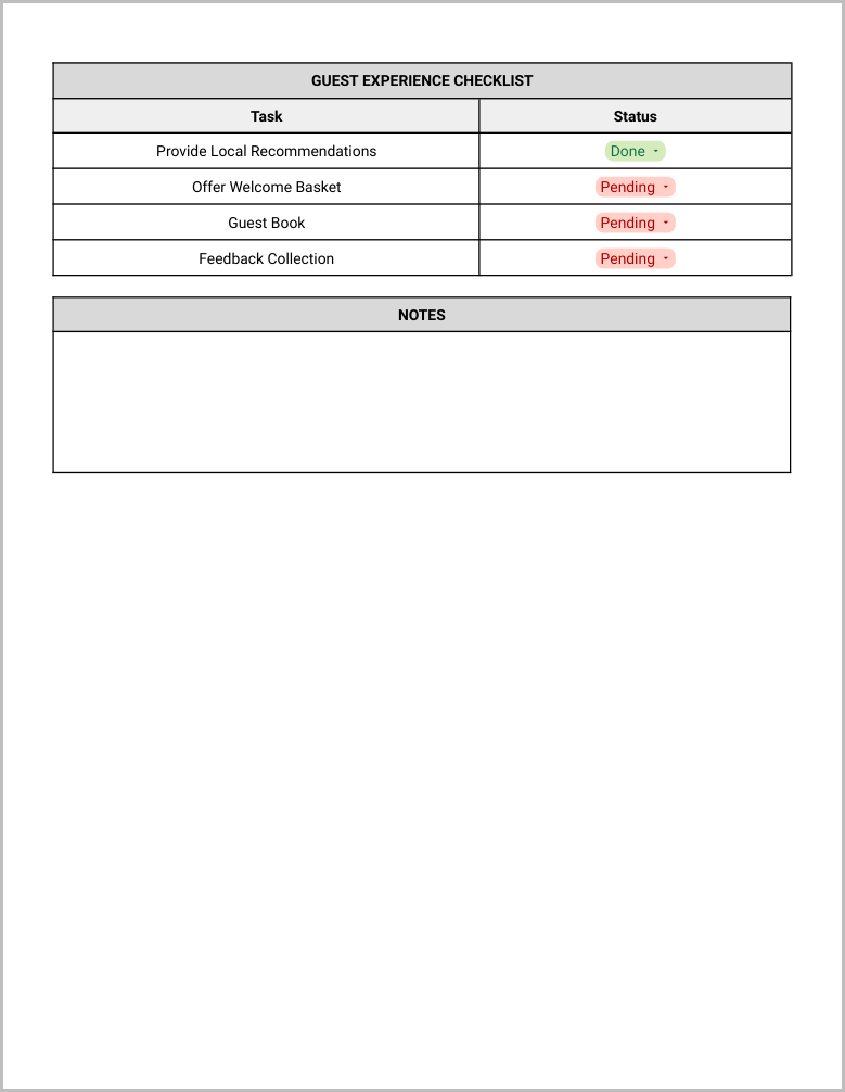 Free Airbnb Checklist Template for Google Docs