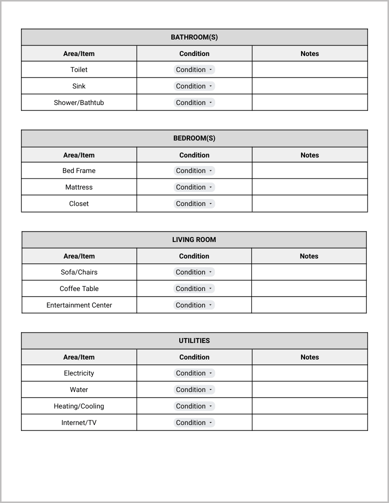 Free Tenant Move-In Checklist Template for Google Docs