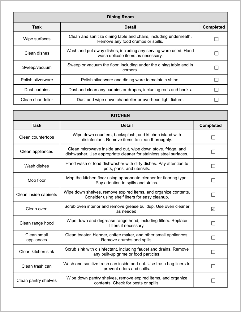 Free House Cleaning Checklist Template for Google Docs Preview-2