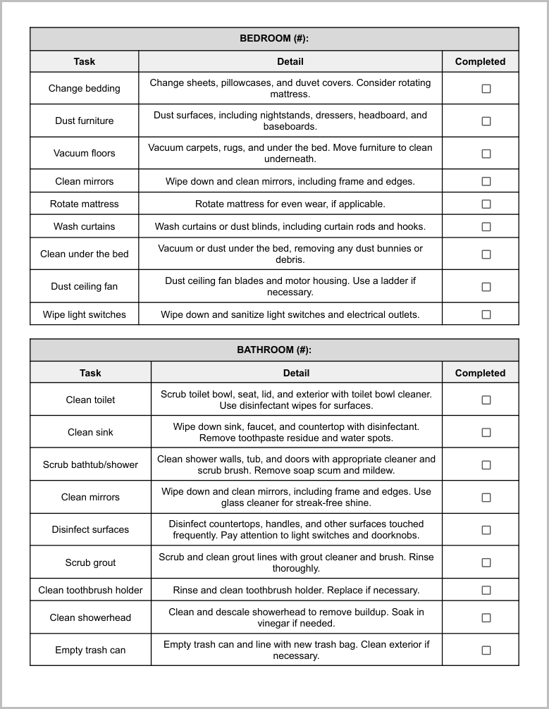 Free House Cleaning Checklist Template for Google Docs Preview-3