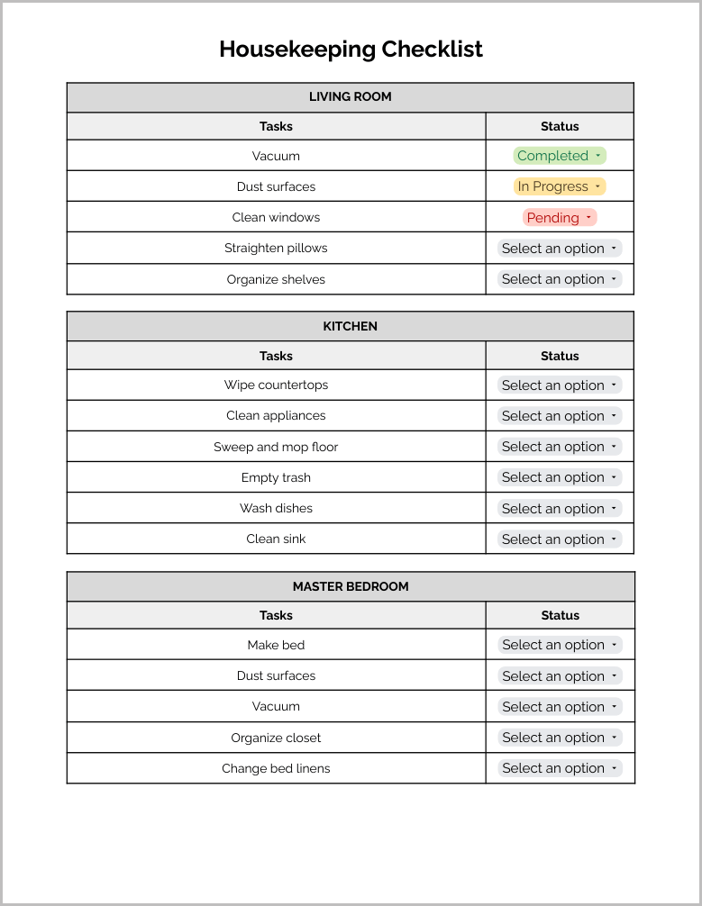 Housekeeping Checklist Template Preview-1