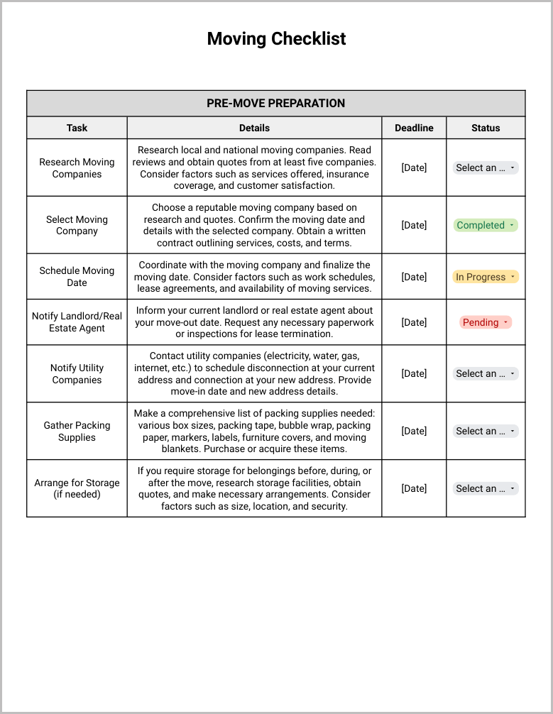 Moving Checklist Template Preview-1