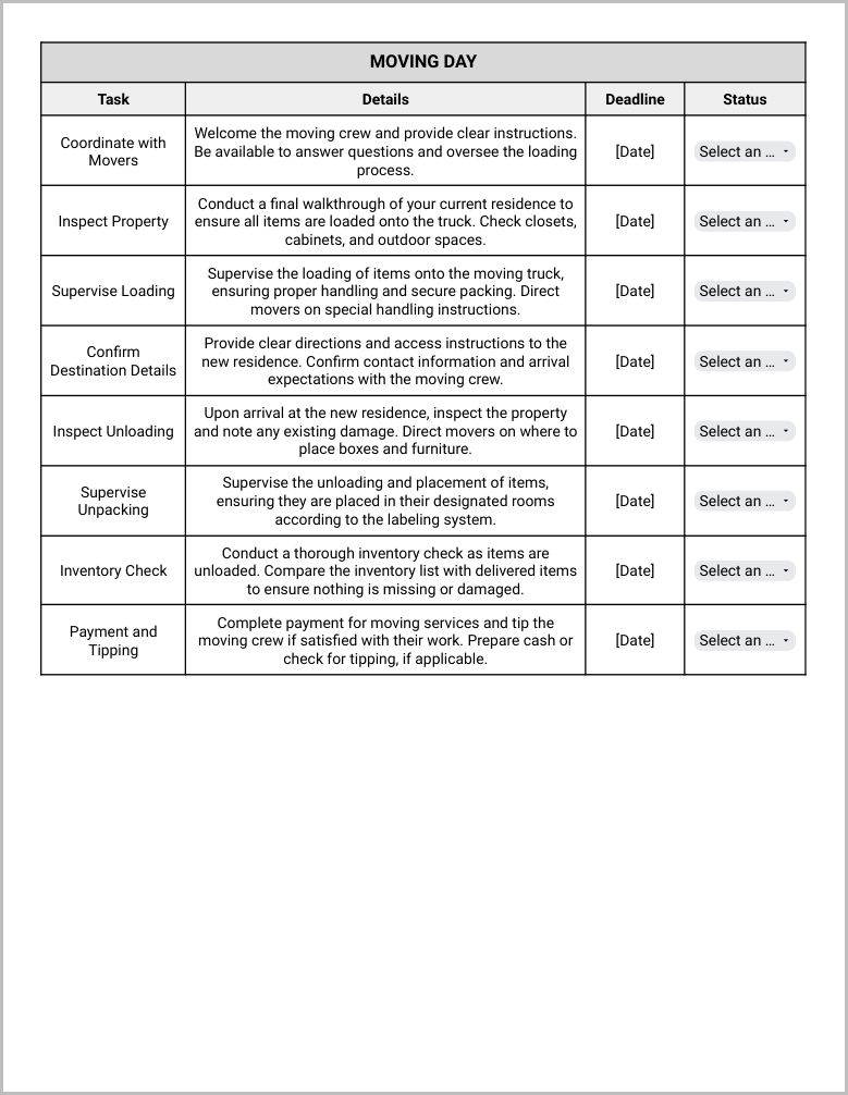 Moving Checklist Template Preview-4