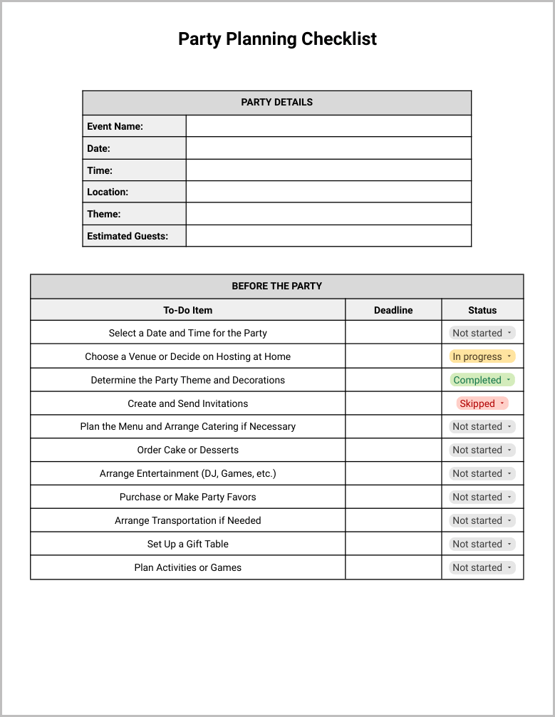 Party Planning Checklist Template Preview-1