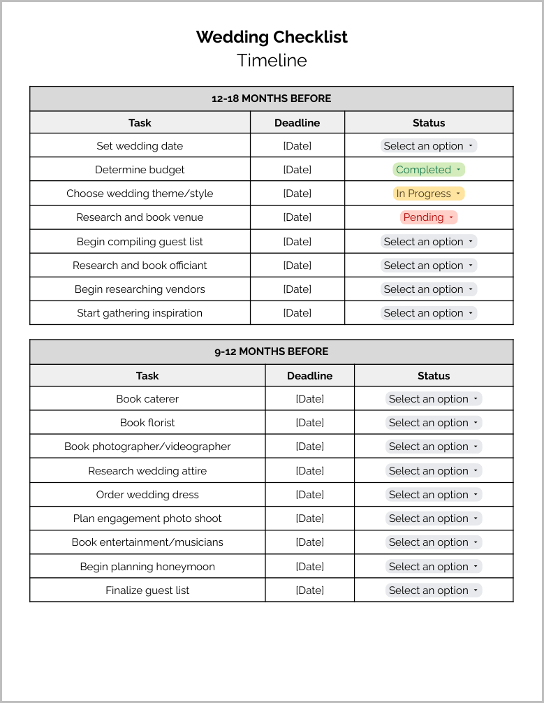 Wedding Checklist Template Preview-1