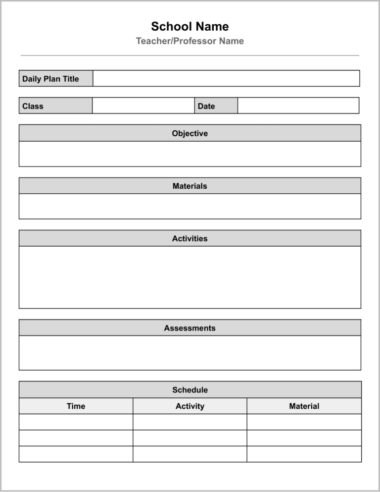 Free Lesson Plan Templates for Google Docs