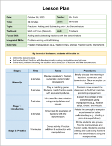 Colorful Lesson Plan Template