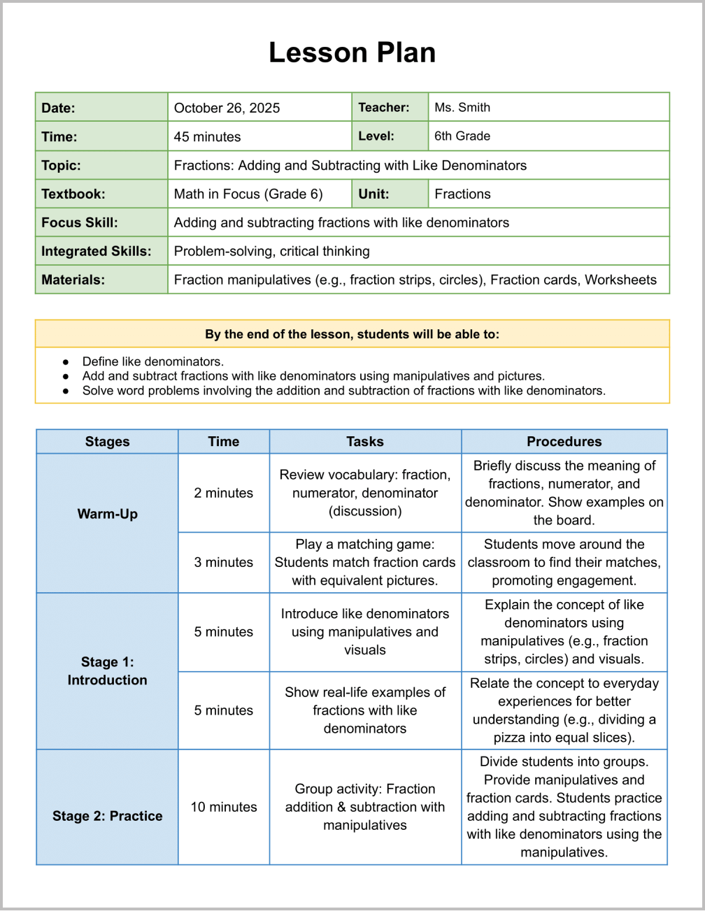 Siop Lesson Plan Template Google Docs Infoupdate