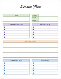 Cute Lesson Plan Template
