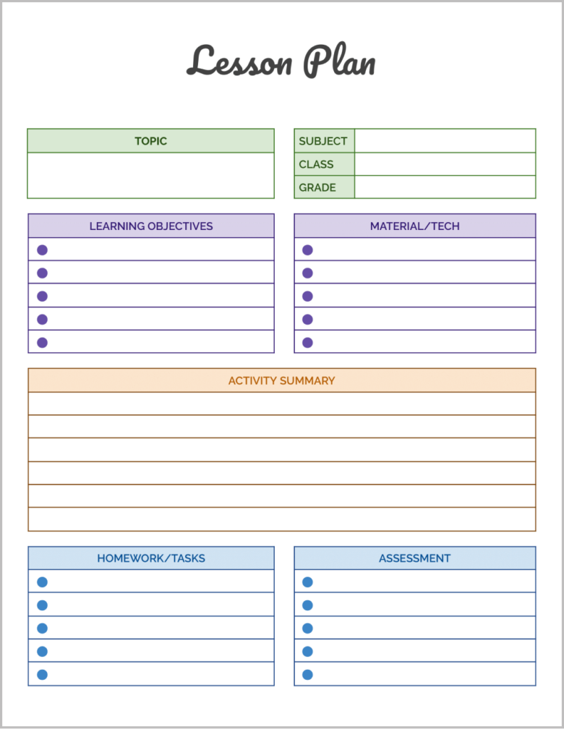 Free Cute Lesson Plan Template for Google Docs