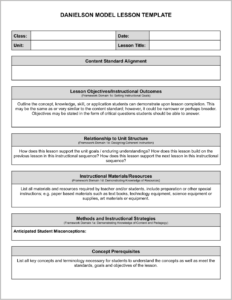 Danielson Lesson Plan Template