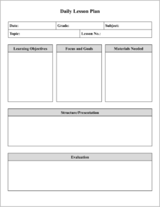 Simple Daily Lesson Plan Template