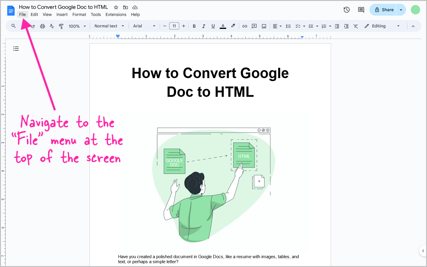 Google Doc to HTML Step-2