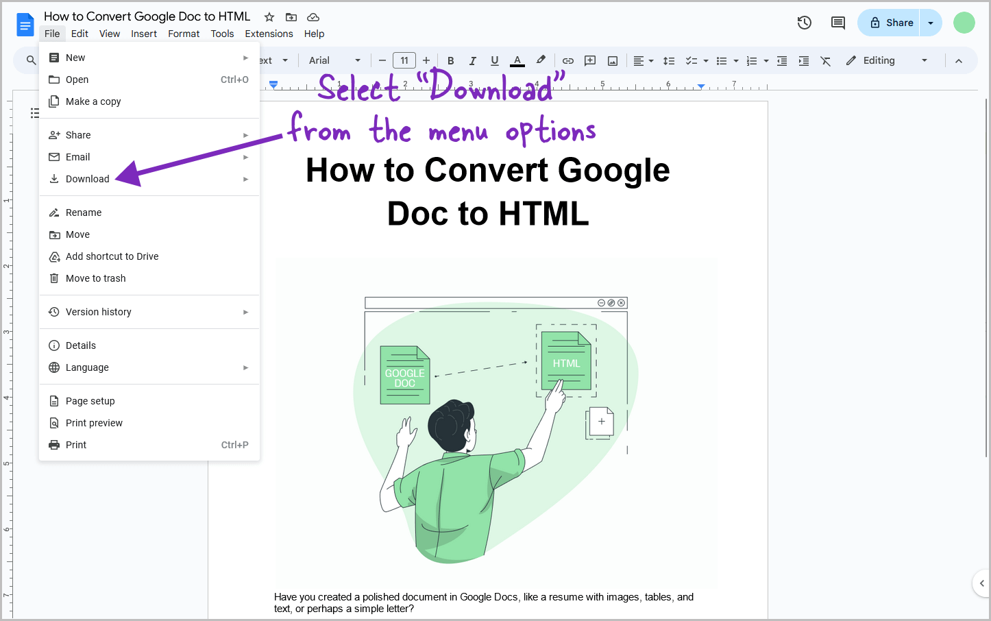 Google Doc to HTML Step-3