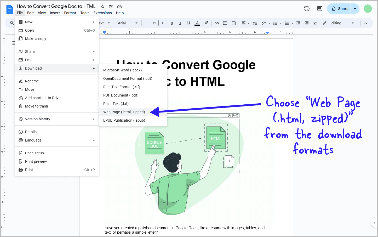 Google Doc to HTML Step-4