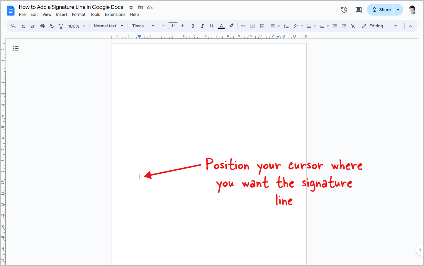 How to Add a Signature Line in Google Docs Step-1