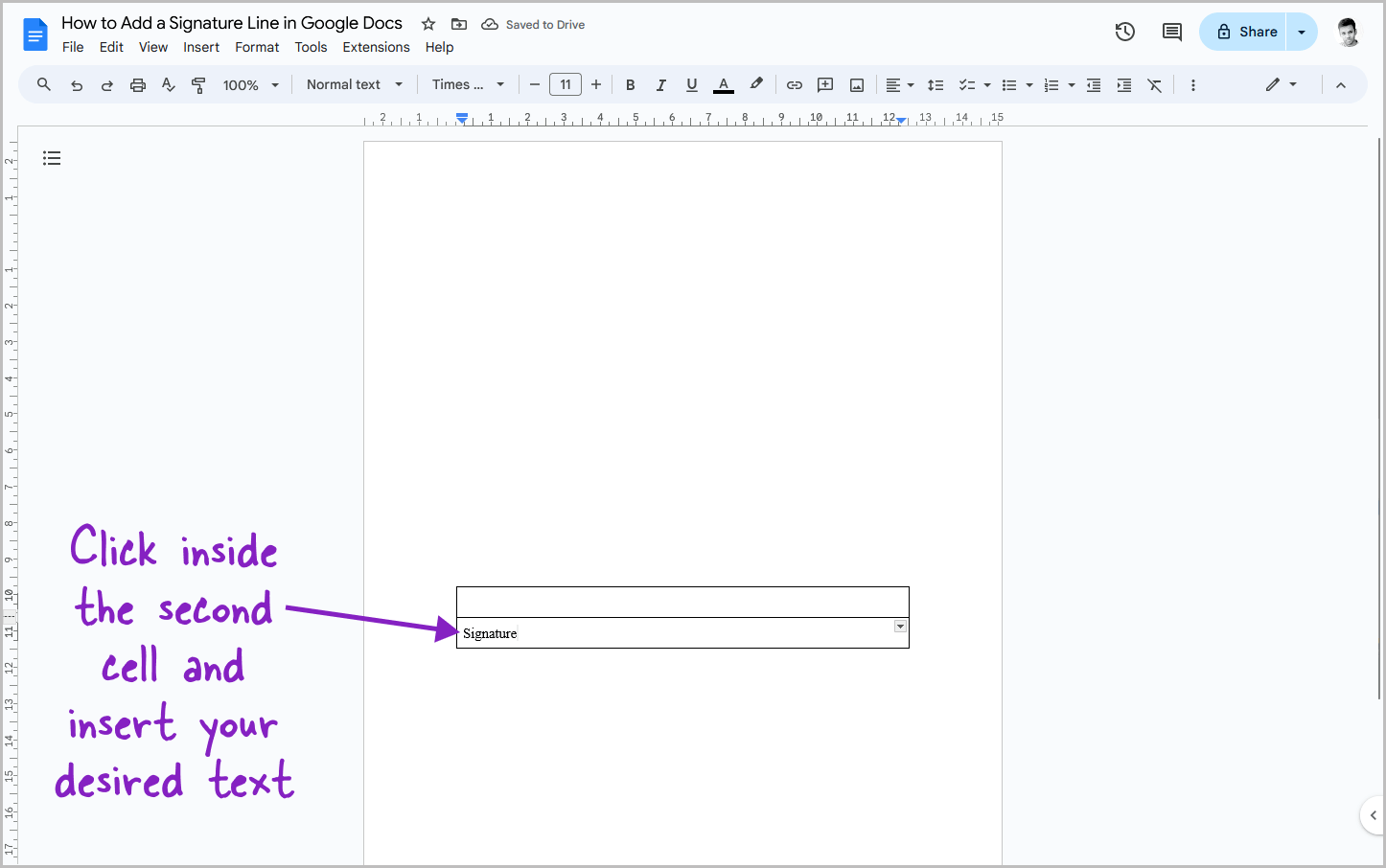 How to Add a Signature Line in Google Docs Step-3