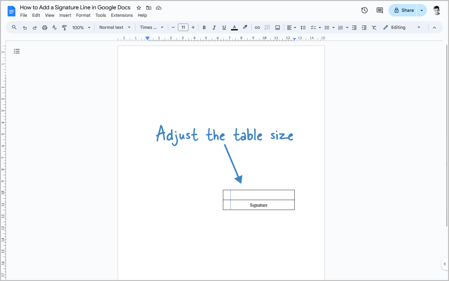How to Add a Signature Line in Google Docs Step-5.1