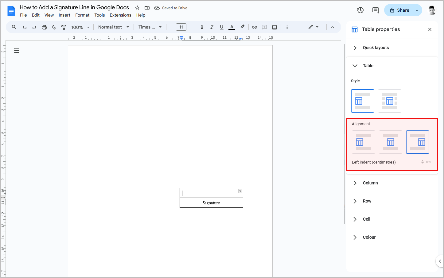 How to Add a Signature Line in Google Docs Step-5.2