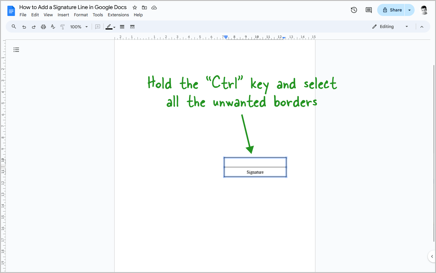 How to Add a Signature Line in Google Docs Step-6
