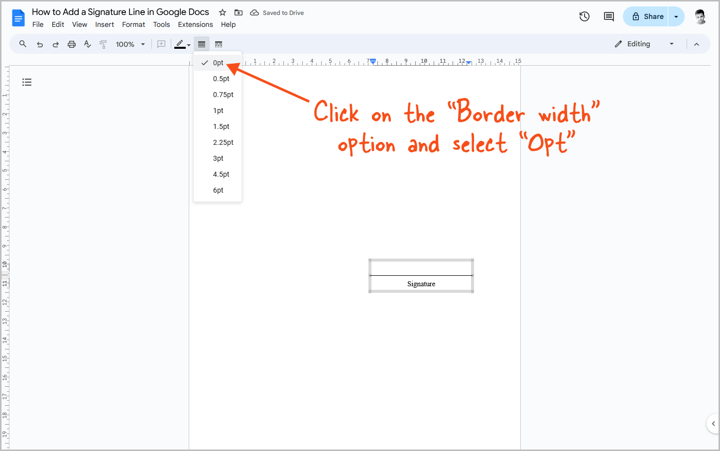 How to Add a Signature Line in Google Docs Step-7.1